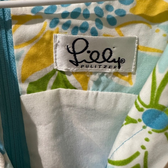 Lilly Pulitzer Vintage Blue Green Yellow Sunflower Paisley Shift Dress - Picture 3 of 6